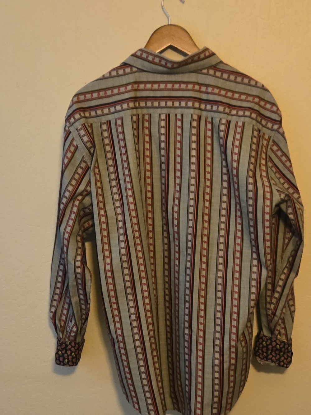 Robert Graham Olive and Burgundy Striped Button-Down Shirt - Picture 7 of 7